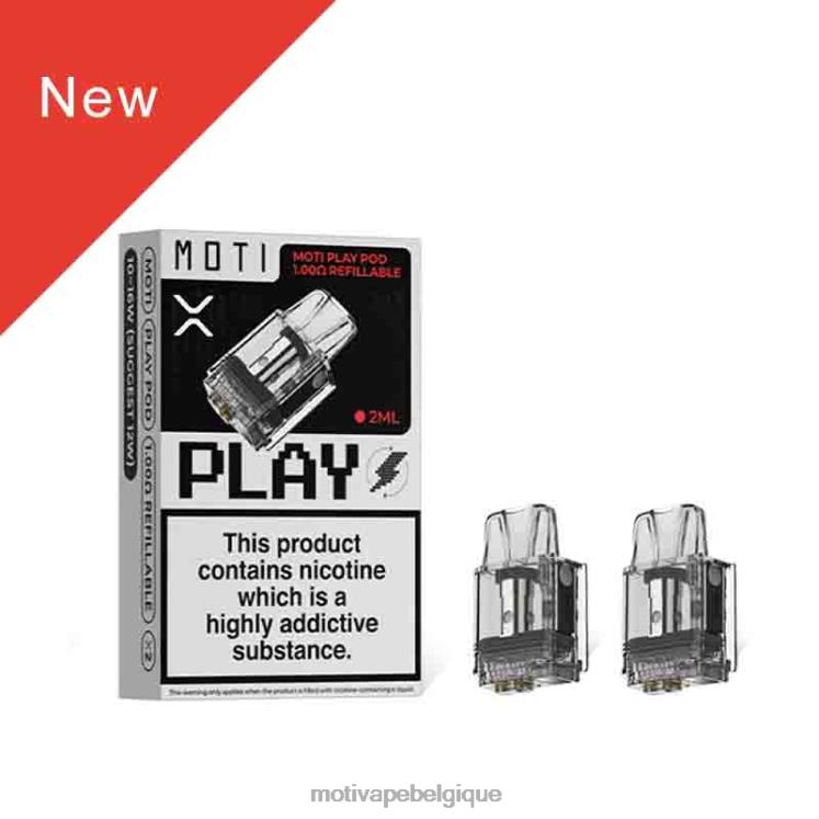 MOTI Vape Belgique DNJ0H121 | MOTI Play pod 1,00 ohm rechargeable 1 pc