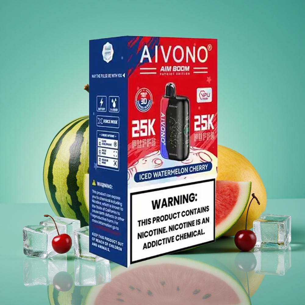 Aivono AIM BOOM 25000 Puffs Pastèque Cerise Glacée Vape Jetable – 28ml E-Liquid, 650mAh Battery, 1.2 Ohm Mesh Coil