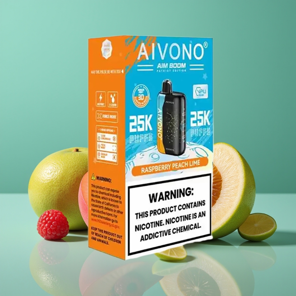 Aivono AIM BOOM 25000 Puffs Vape Jetable Framboise Pêche Citron Vert – 28ml – 650mAh – 0%/2%/3%/5% Nicotine