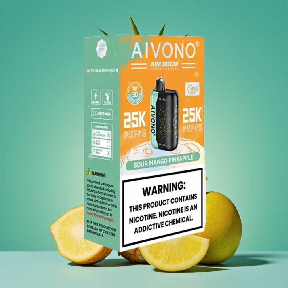Aivono AIM BOOM 25000 Puffs Vape Jetable Mangue Ananas Acidulé – 28ml E-Liquid, 650mAh, Type-C