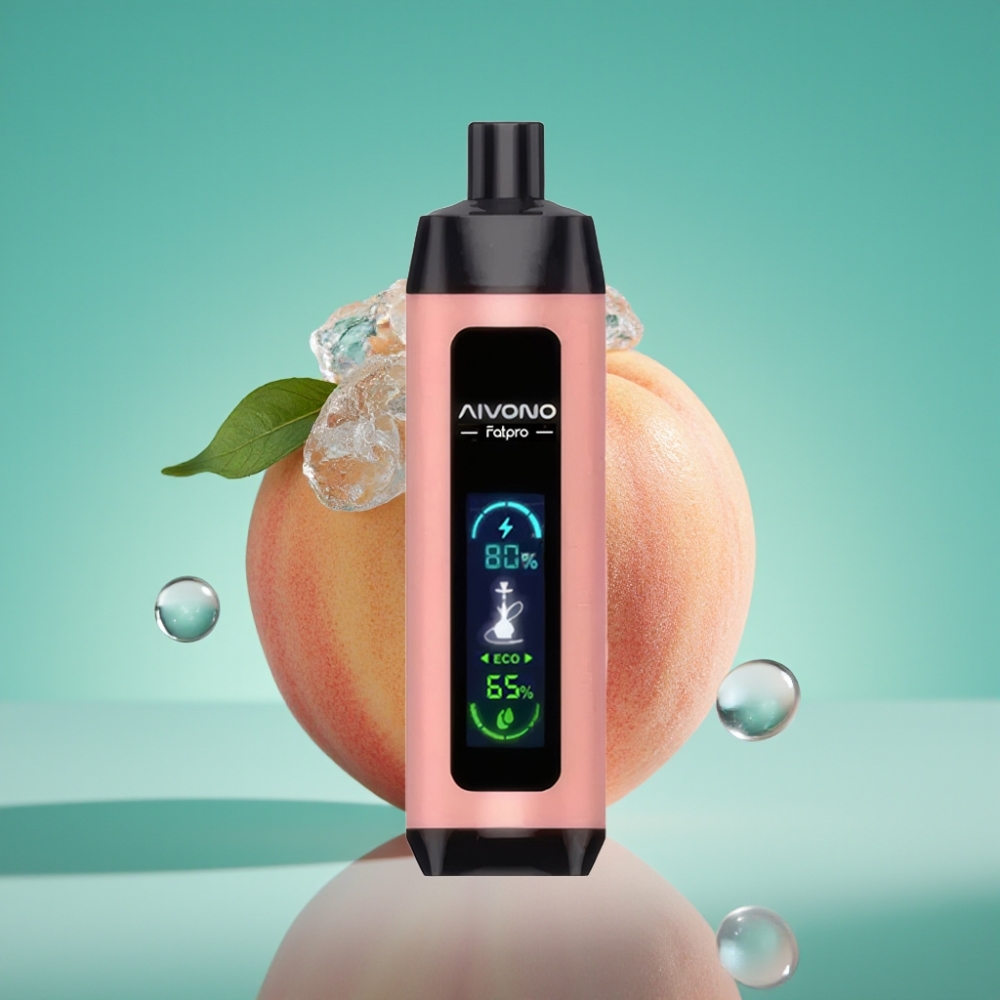 Aivono AIM FATPRO 22000 Puffs Rechargeable 28ml - Pêche Glacée - 0,6 ohm Mesh Coil - Dual Modes Eco/Boost - 0%,2%,3%,5% Nicotine