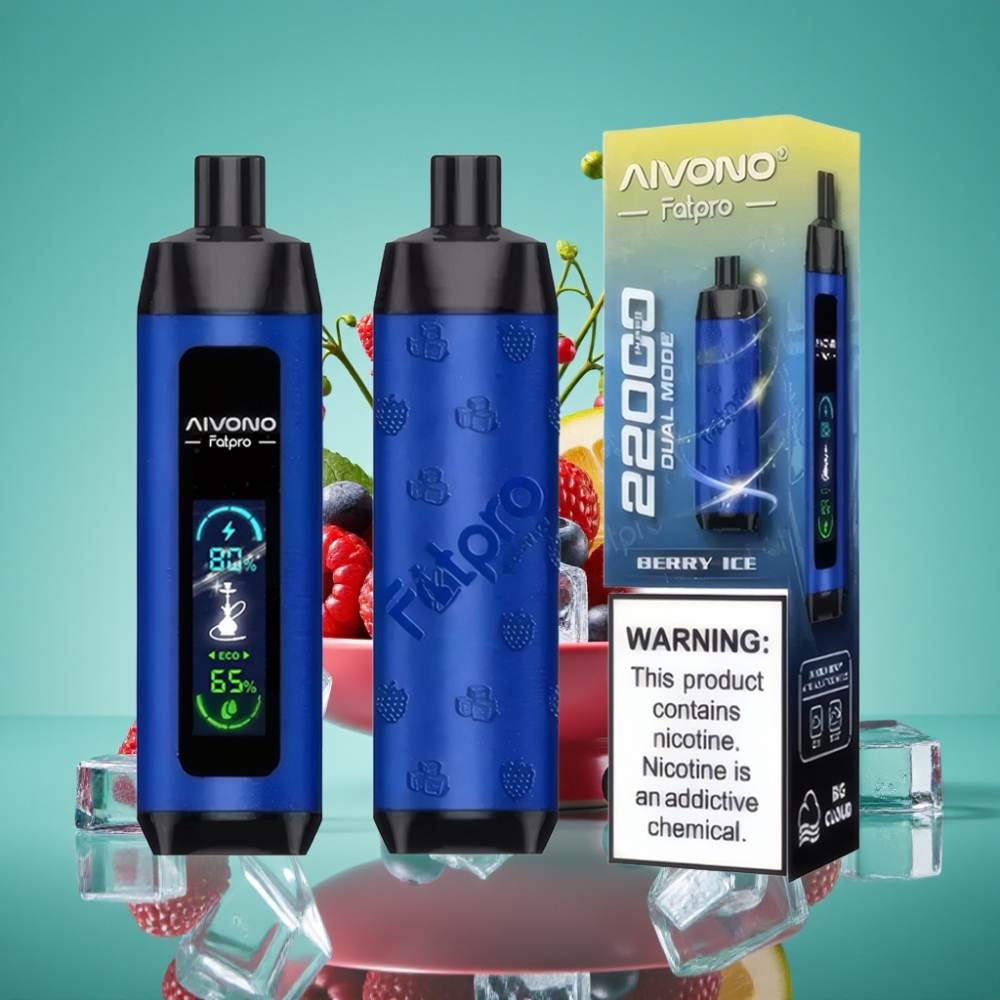 Aivono AIM FATPRO 22000 Puffs Rechargeable Vape Jetable Baie Glacée – 28ml E-liquide, 0,6 ohm Mesh Coil, Dual Modes Eco/Boost