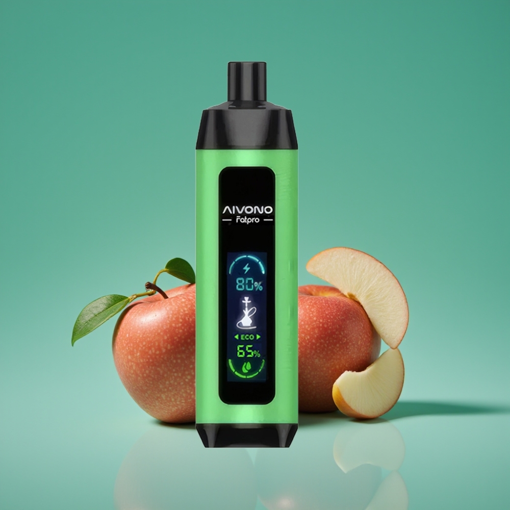 Aivono AIM FATPRO 22000 Puffs Rechargeable Vape Jetable Deux Pommes – 28ml E-liquide, 0.6 ohm Mesh Coil, 0%-5% Nicotine, Modes Eco/Boost