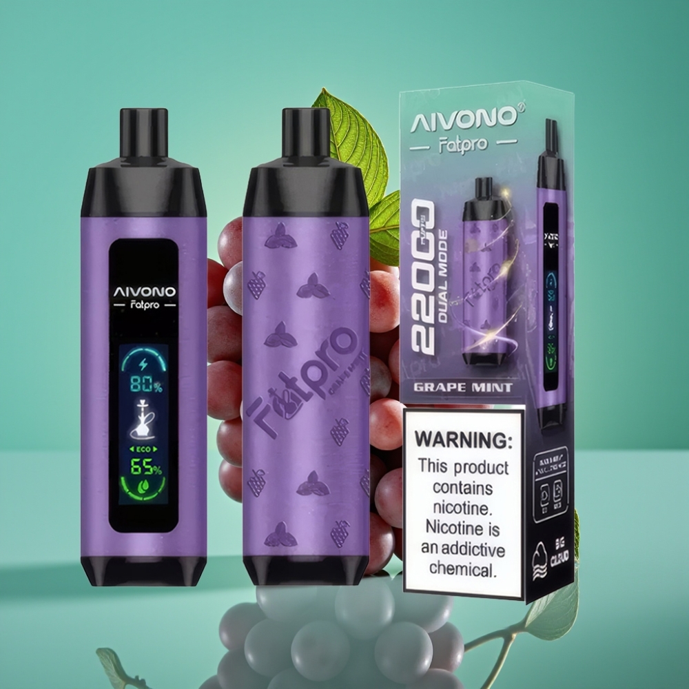 Aivono AIM FATPRO 22000 Puffs Rechargeable Vape Jetable Rais Menthe – 28ml E-liquide, 0,6 ohm Mesh Coil, Dual Modes Eco/Boost