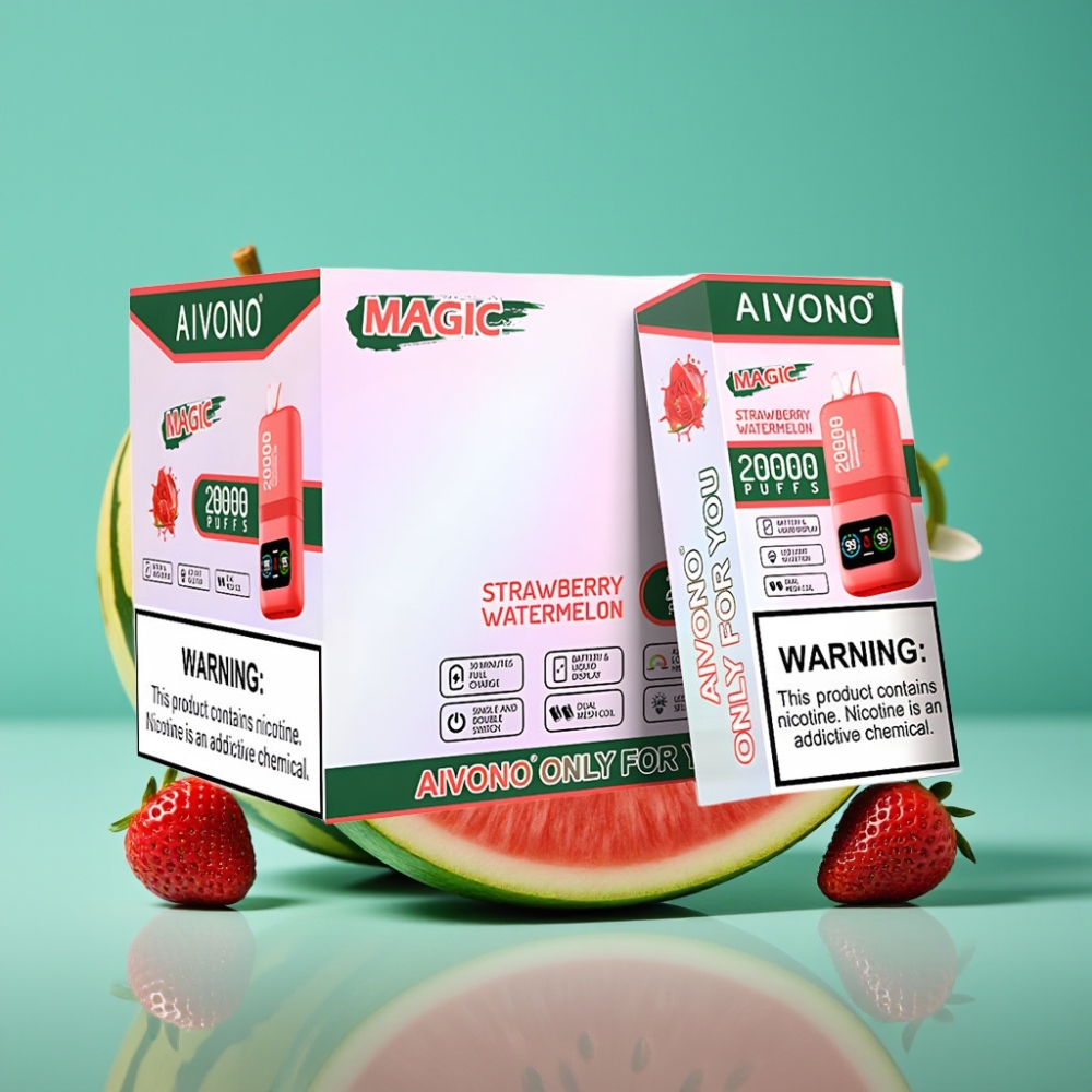 Aivono AIM MAGIC 20000 Puffs Fraise Pastèque Rechargeable Type-C 26ml Double Mesh Coils
