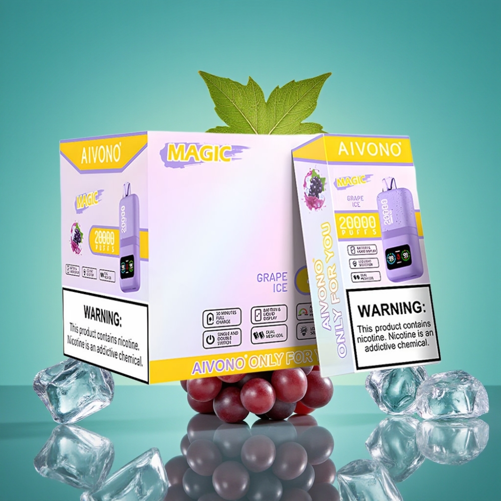 Aivono AIM MAGIC 20000 Puffs Rechargeable LCD Glace Raisin Dual Mesh 26ml