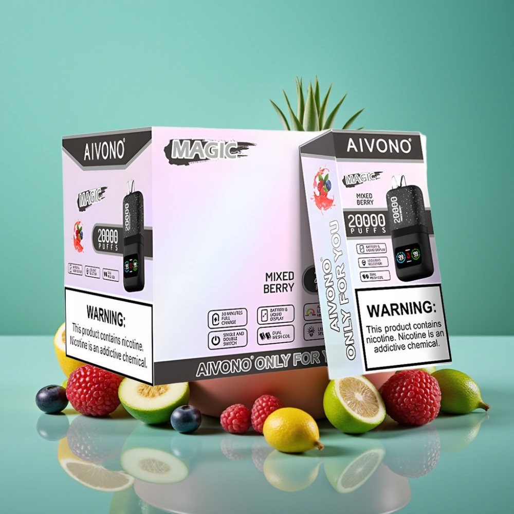 Aivono AIM MAGIC 20000 Puffs - Rechargeable Type-C - 26ml E-liquide - Baies Mixées - 0%/2%/3%/5% Nicotine - Dual Mesh Coils - LCD - 600mAh