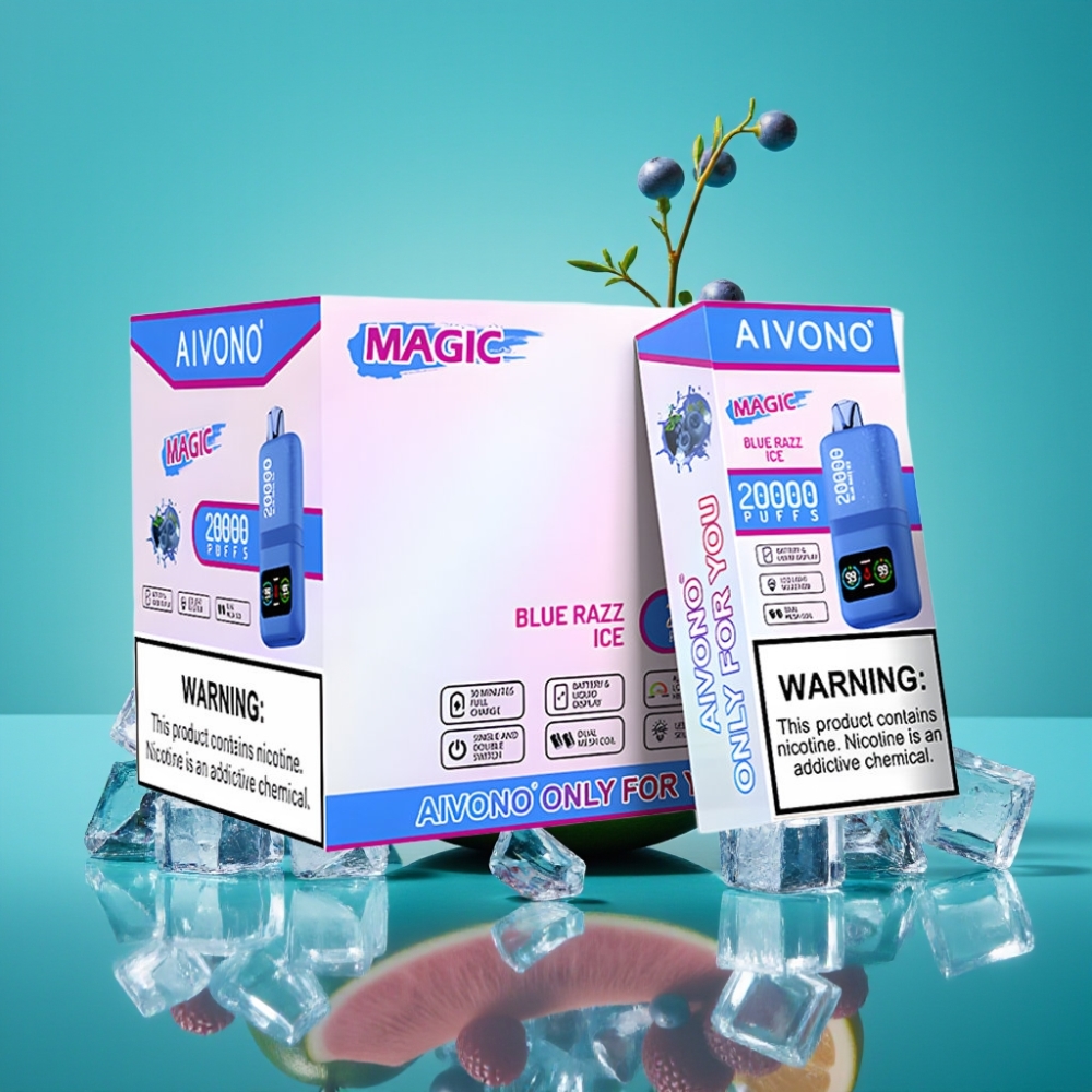 Aivono AIM MAGIC 20000 Puffs Rechargeable Type-C - 26ml E-liquide - Double Mesh Coils - Framboise Bleue Glacée (0% 2% 3% 5% Nicotine)