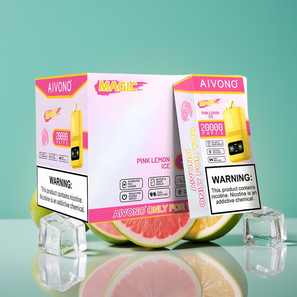 Aivono AIM MAGIC 20000 Puffs Vape Jetable Citron Rose Glacé avec 26ml E-liquide et Double Mesh Coils
