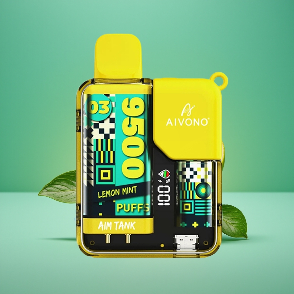 Aivono AIM-TANK 9500 Puffs 18ml Citron Menthe LCD 650mAh 1.2ohm Mesh