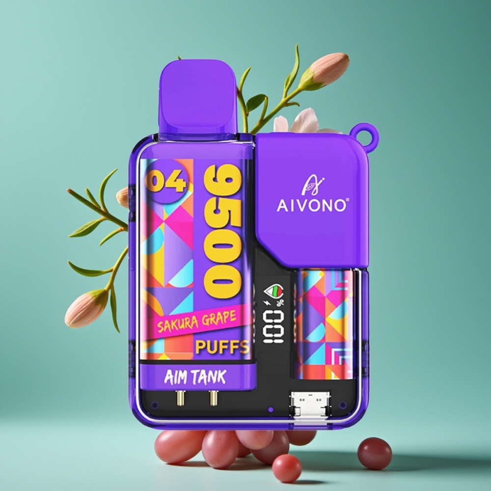 Aivono AIM-TANK 9500 Puffs 18ml LCD Sakura Raisin