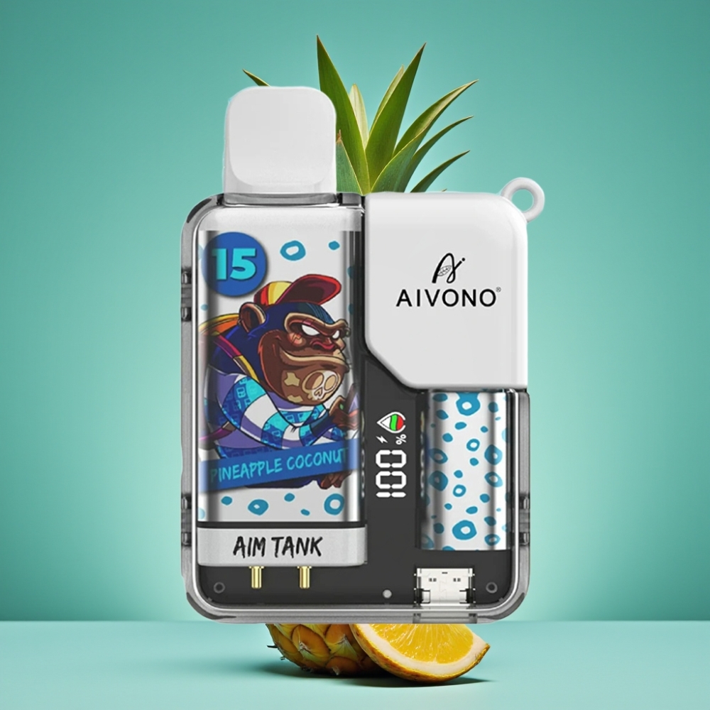 Aivono AIM-TANK 9500 Puffs - Ananas Noix de Coco - 18ml - 650mAh - Écran LCD