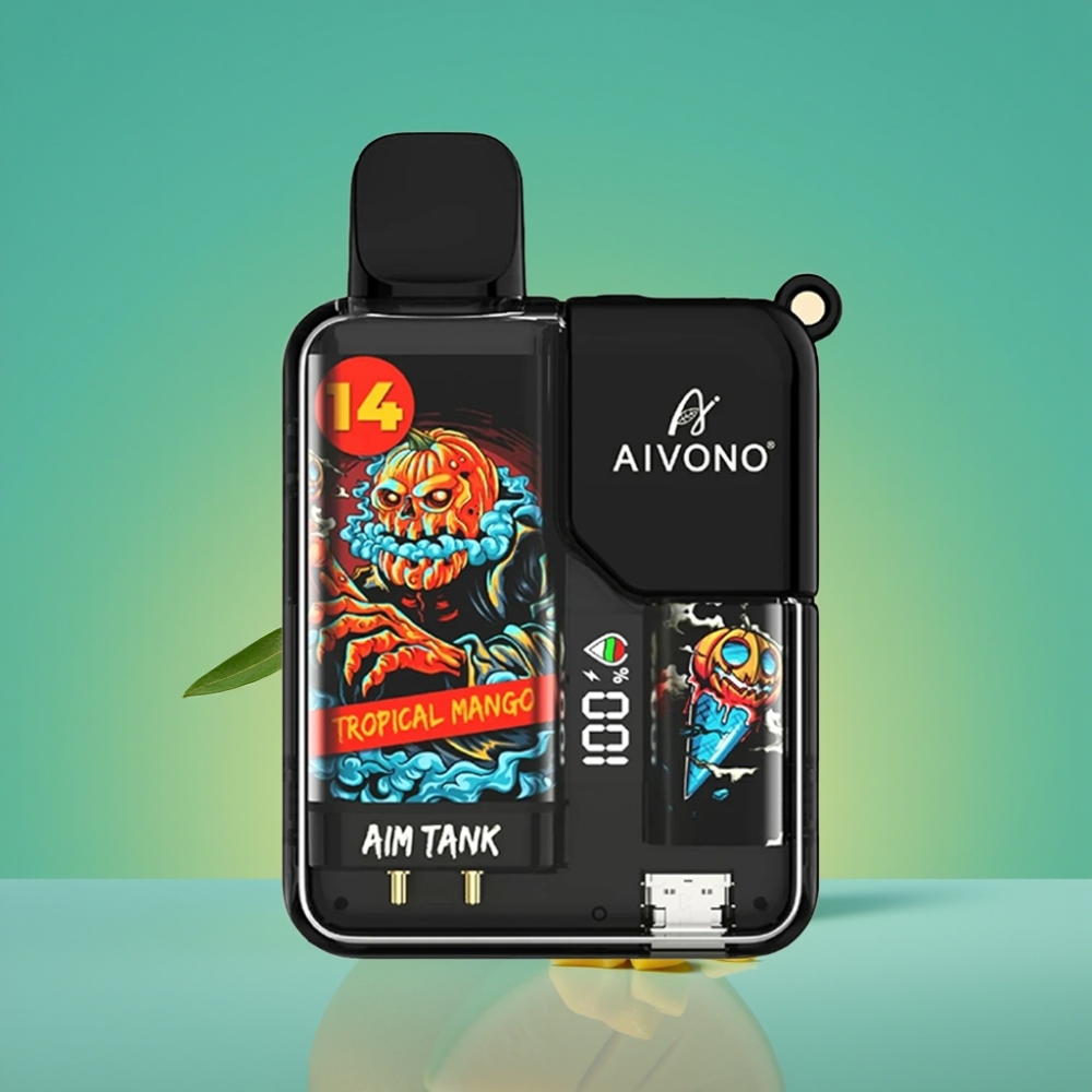 Aivono AIM-TANK 9500 Puffs Mangue Tropicale - 18ml - 650mAh - Écran LCD - Coil Mesh 1.2ohm