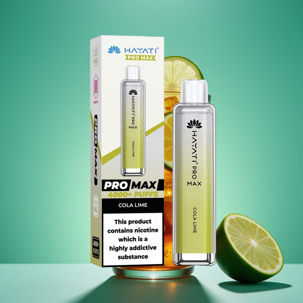 Hayati Pro Max 4000 Puffs E-Cigarette Jetable Rechargeable - Cola Citron, 2%/5% Nicotine, 1400mAh, LED Cristal