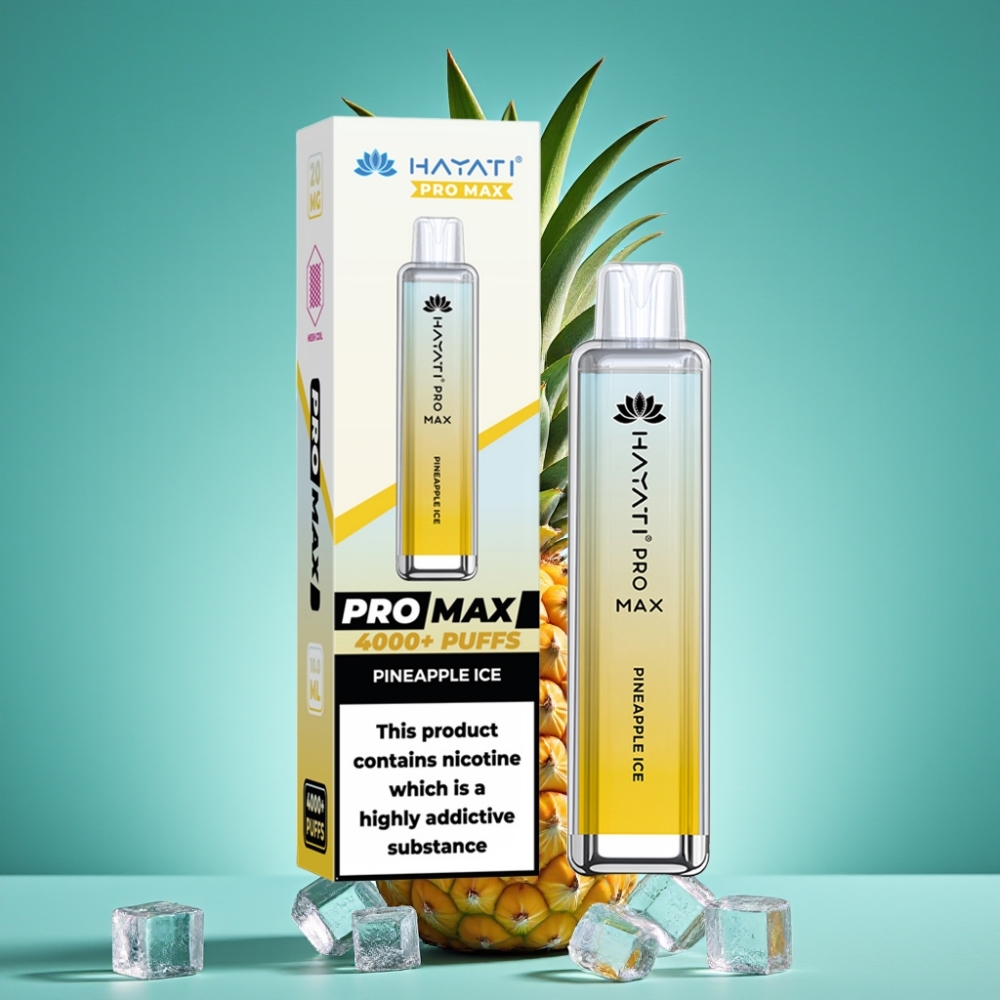Hayati Pro Max 4000 Puffs Rechargeable Vape Jetable Ananas Glacé avec Batterie 1400mAh et LED