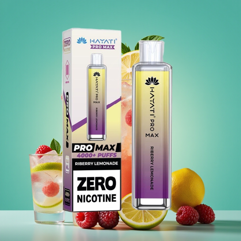 Hayati Pro Max 4000 Puffs Rechargeable Vape Jetable Citron Framboise – 2%/5% Nicotine, 1400mAh, Dual Mesh Coil, LED Lumineux, TPD-Conforme