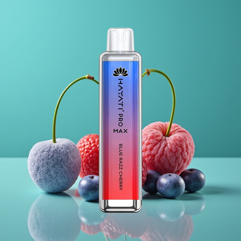Hayati Pro Max 4000 Puffs Rechargeable Vape Jetable Double Mûre Cerise Bleue - Dual 1.1 Ohm Mesh Coil, 1400mAh, LED, TPD-Compliant