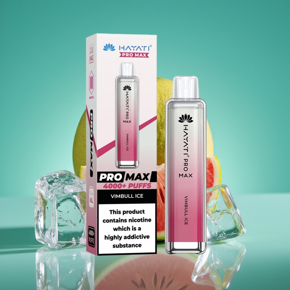 Hayati Pro Max 4000 Puffs Rechargeable Vape Jetable Glace Vif - 2ml/10ml, 2%/5% Nicotine, 1400mAh, Double Bobine Mesh 1.1 Ohm, LED, TPD-Conforme