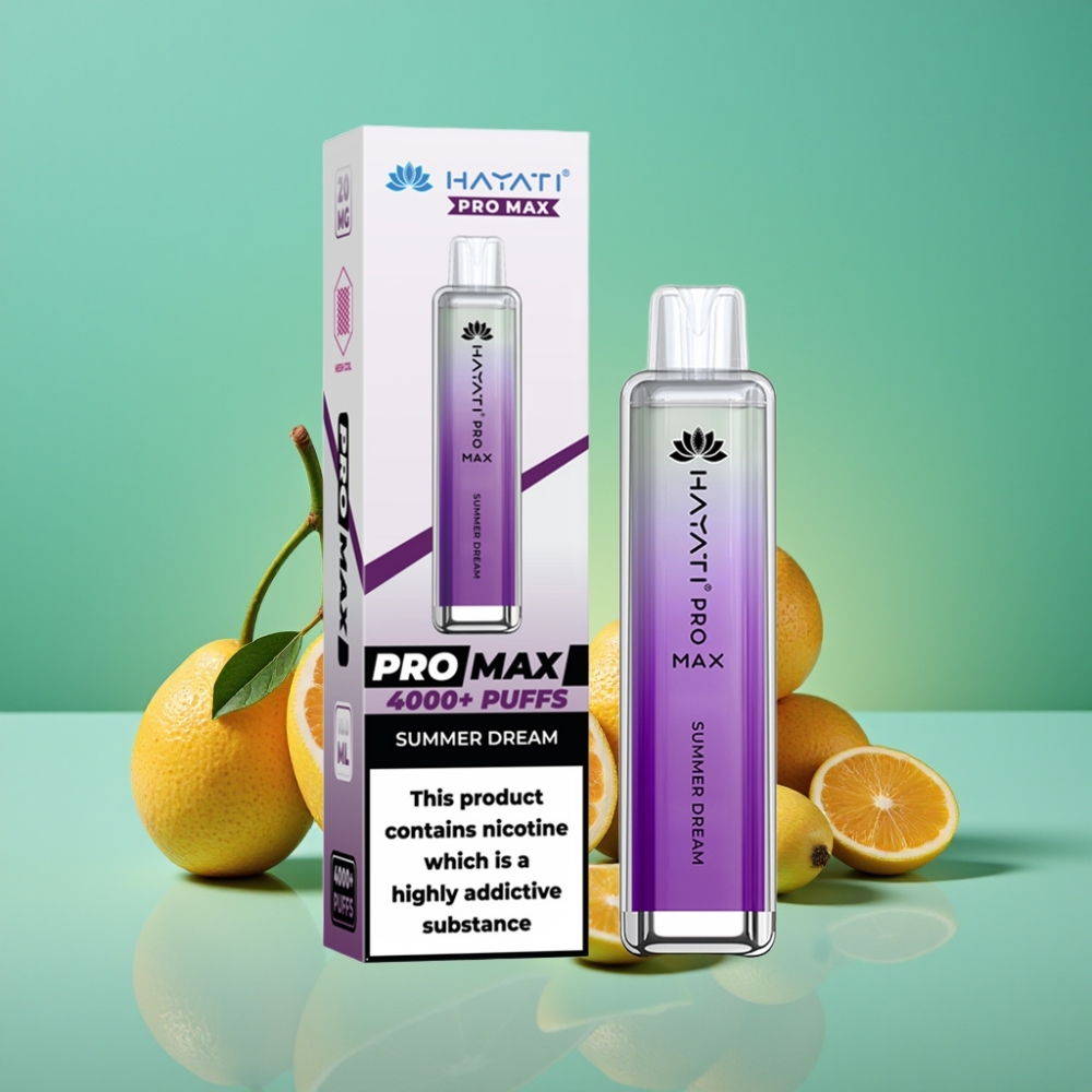 Hayati Pro Max 4000 Puffs Rechargeable Vape Jetable Rêve d'Été avec Double Bobine Mesh 1.1 Ohm et Batterie 1400mAh