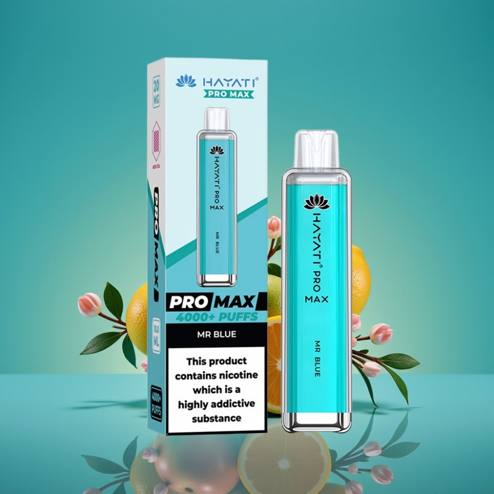 Hayati Pro Max 4000 Puffs Vape Jetable Bleu Monsieur – 2%, 5% Nicotine, 1400mAh, Rechargeable, TPD-Compliant