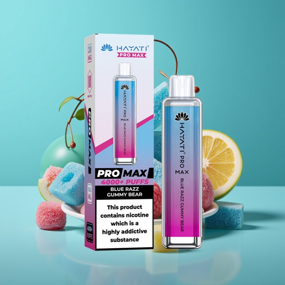 Hayati Pro Max 4000 Puffs Vape Jetable Blue Razz Gummy Bear – 5% Nicotine, 1400mAh Rechargeable, Cristal LED