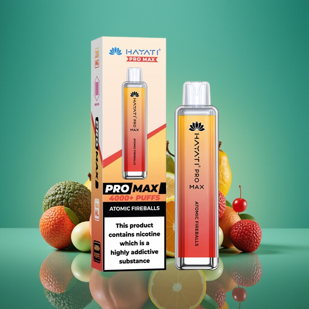 Hayati Pro Max 4000 Puffs Vape Jetable Bonbons de Feu Atomique – 2%/5% Nicotine, 1400mAh, Rechargeable, LED, TPD-Compliant