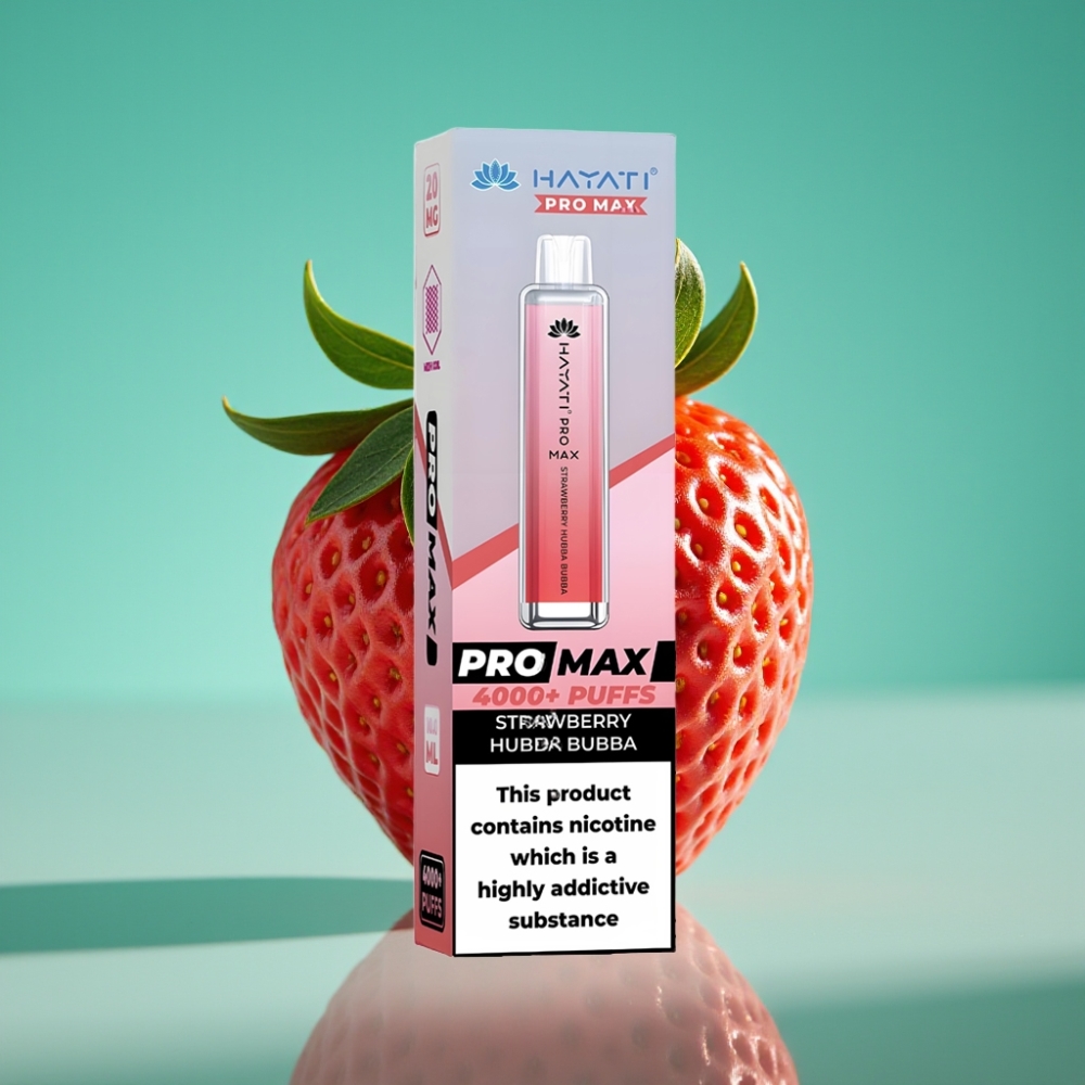 Hayati Pro Max 4000 Puffs Vape Jetable Fraise Bubble Gum - 1400mAh, Rechargeable, 2%/5% Nicotine, TPD-Compliant