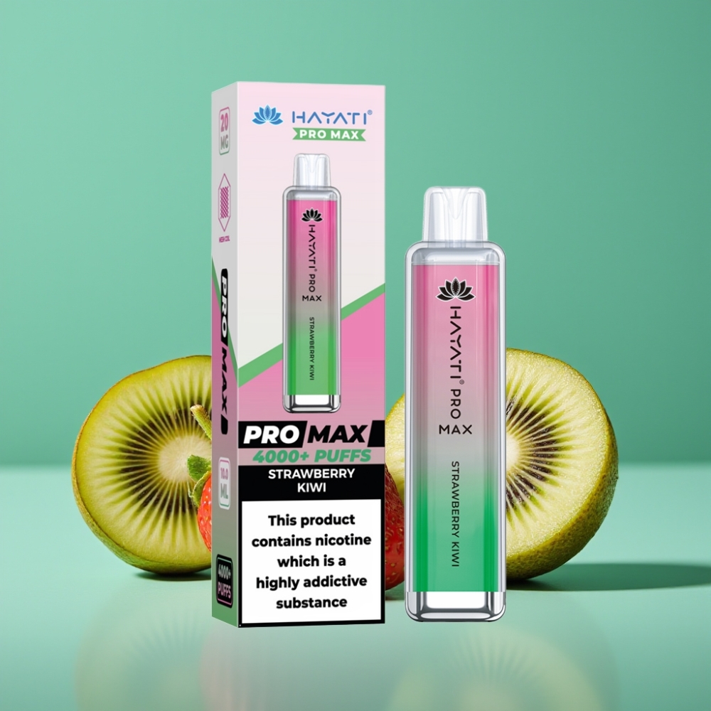 Hayati Pro Max 4000 Puffs Vape Jetable Fraise Kiwi Rechargeable avec LED - 2%, 5% Nicotine - 1400mAh - TPD-Compliance