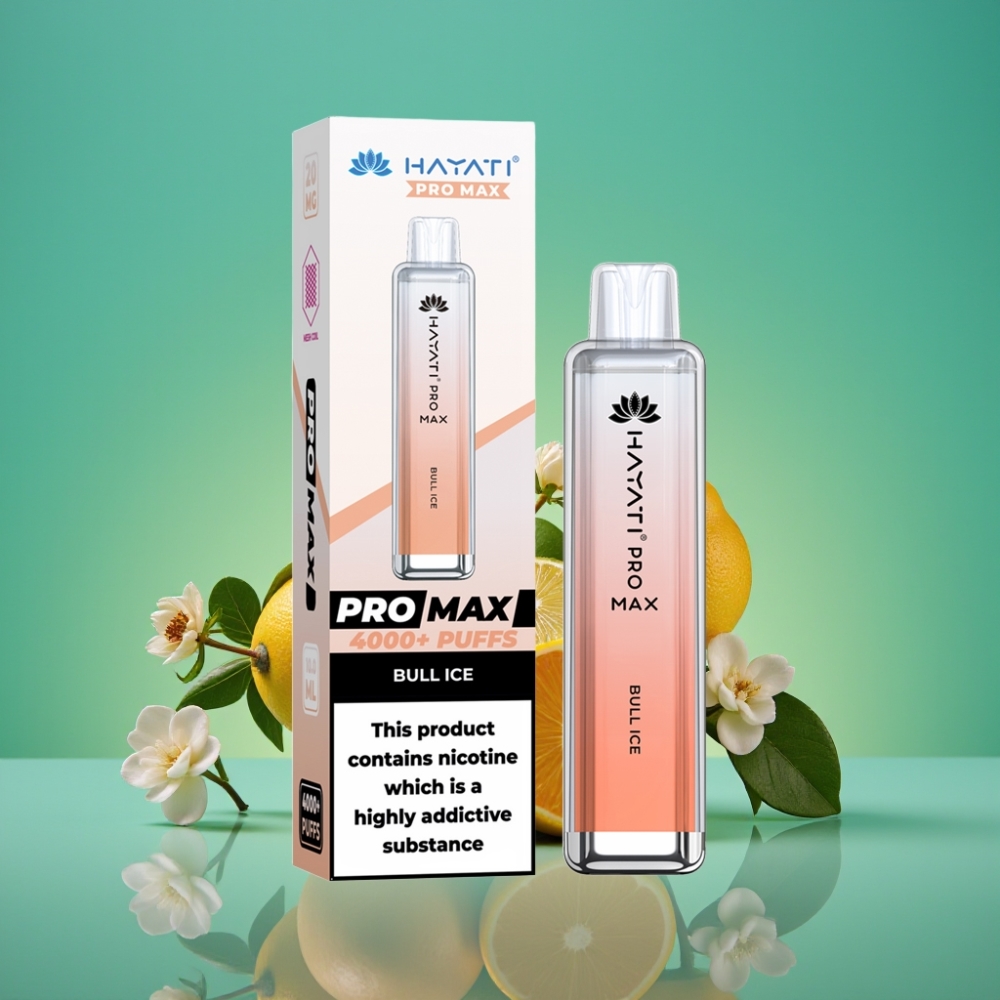 Hayati Pro Max 4000 Puffs Vape Jetable Glace de Taureau Rechargeable 1400mAh - 2%, 5% Nicotine - Dual 1.1 Ohm Mesh Coil