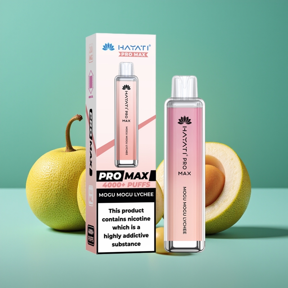 Hayati Pro Max 4000 Puffs Vape Jetable Mogu Mogu Litchi - 1400mAh, Rechargeable, Dual Mesh Coil, 2%/5% Nicotine, TPD-Compliant