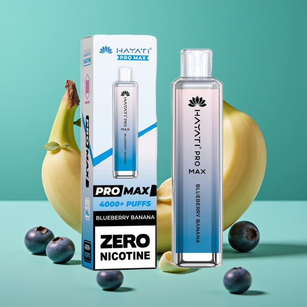 Hayati Pro Max 4000 Puffs Vape Jetable Myrtille Banane Rechargeable 1400mAh LED Crystal TPD-Compliant