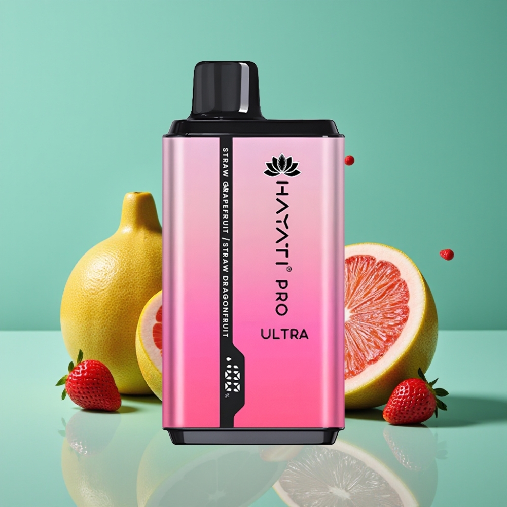 Hayati Pro Ultra 15000 Puffs | 850mAh | 24ml (2×12ml) | 2% Nicotine | Fraise Pamplemousse & Fraise Fruit du Dragon