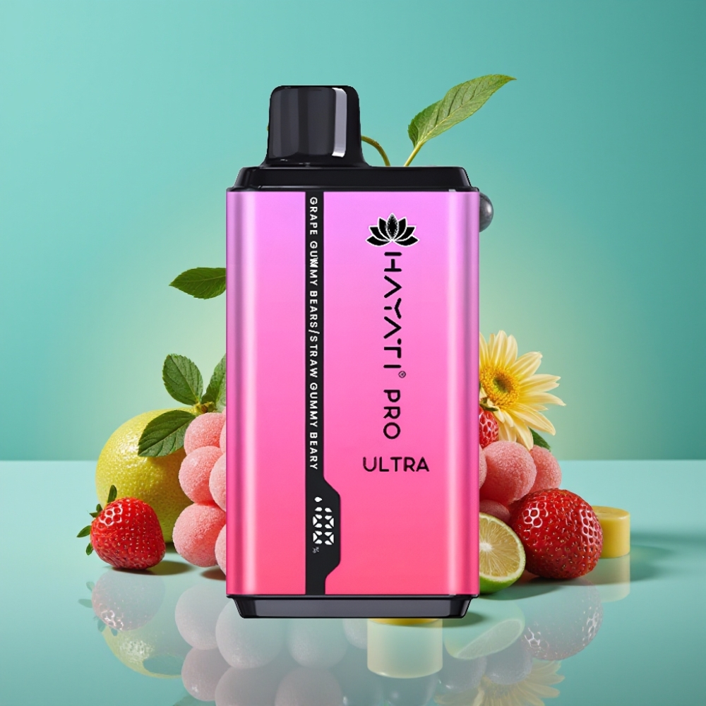 Hayati Pro Ultra 15000 Puffs – 850mAh – 2×12ml – 2% – Arôme Gummy Bear Raisin & Fraise – 49 Saveurs