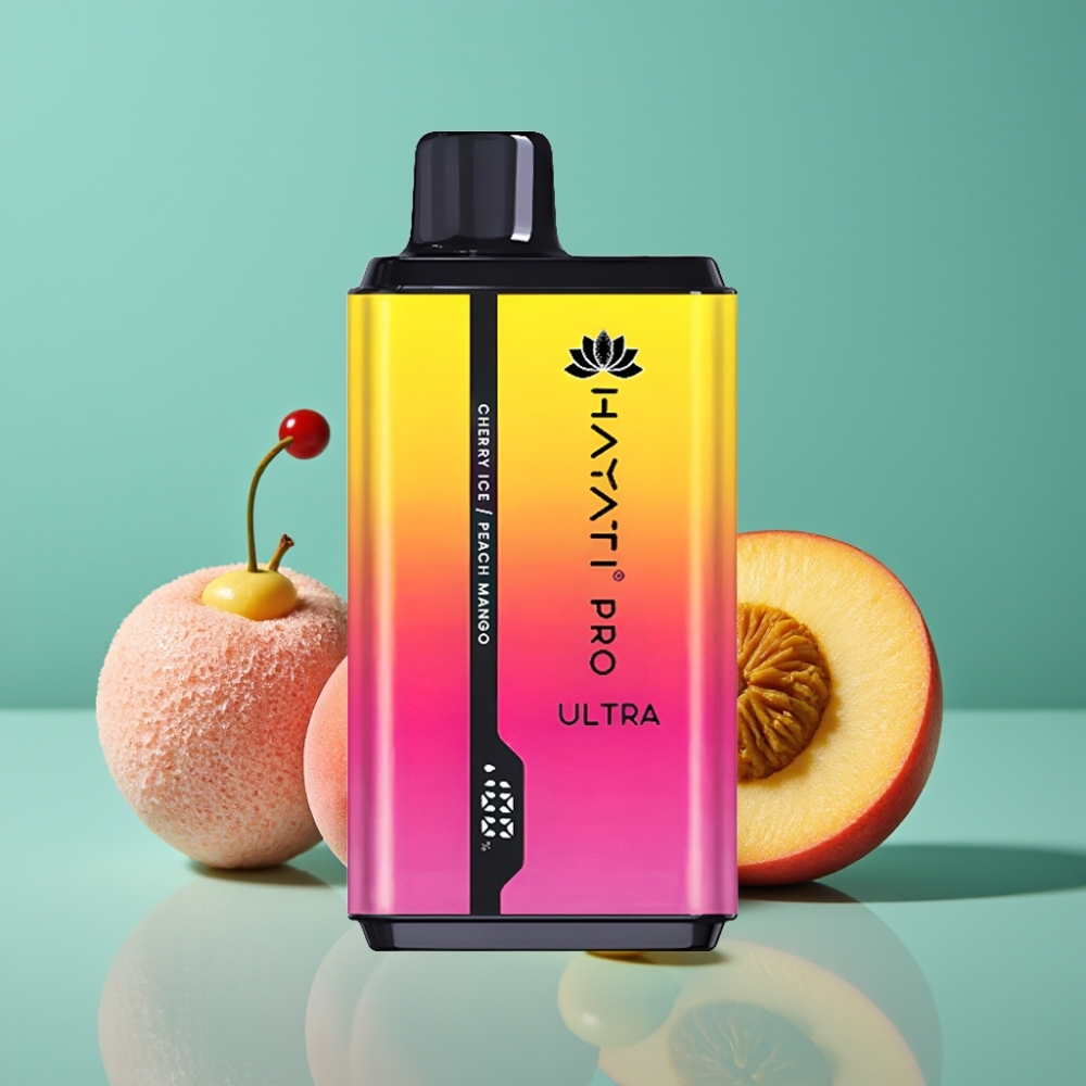Hayati Pro Ultra 15000 Puffs - 850mAh - 2×12ml - 2% - Cerise Glace Pêche Mangue