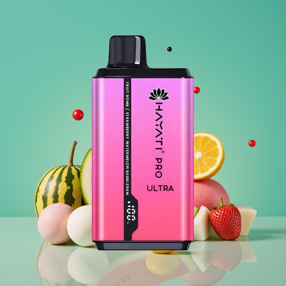 Hayati Pro Ultra 15000 Puffs | 850mAh | 2×12ml | 2% Nicotine | Fruit Bomb Fraise Pastèque Bubblegum