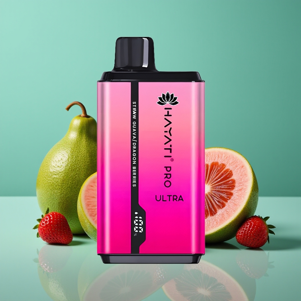 Hayati Pro Ultra 15000 Puffs - 850mAh Batterie, 2×12ml E-Liquide, 2% Nicotine - Fraise Goyave Baies Dragon