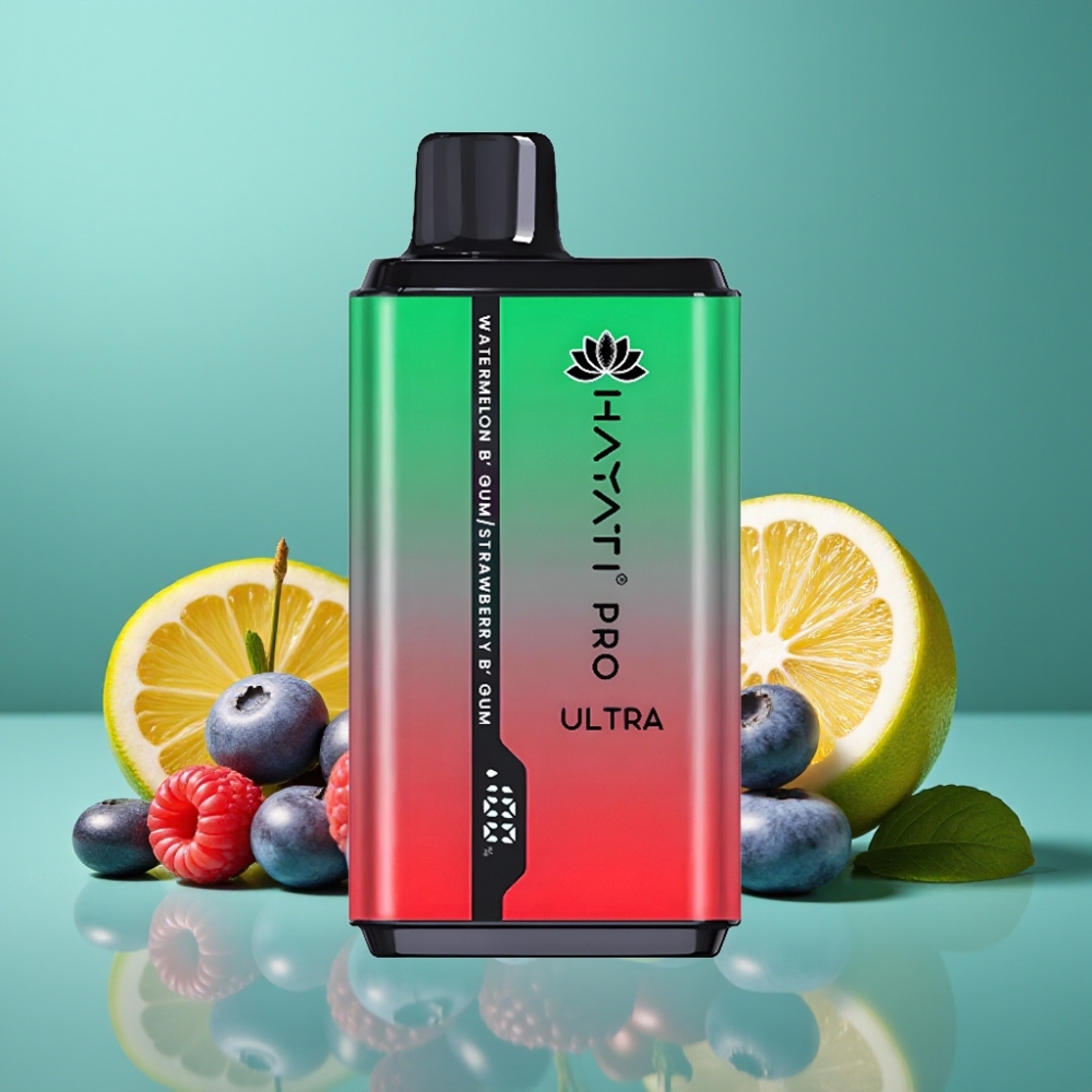 Hayati Pro Ultra 15000 Puffs – 850mAh Batterie, 2×12ml E-Liquide, 2% Nicotine – Myrtille Framboise Cerise Citron & Myrtille