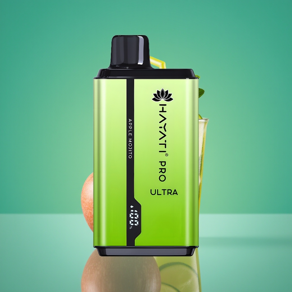 Hayati Pro Ultra 15000 Puffs - 850mAh Batterie - 2×12ml E-Liquide - 2% Nicotine - Saveur Pomme Mojito