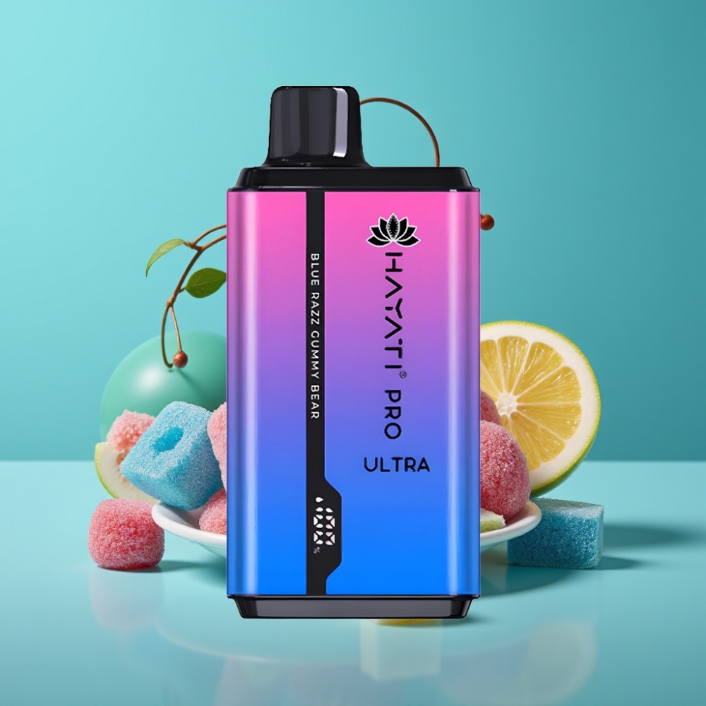 Hayati Pro Ultra 15000 Puffs - 850mAh Battery - 24ml E-Liquid - 2% Nicotine - Blue Razz Gummy Bear - 49 Flavours