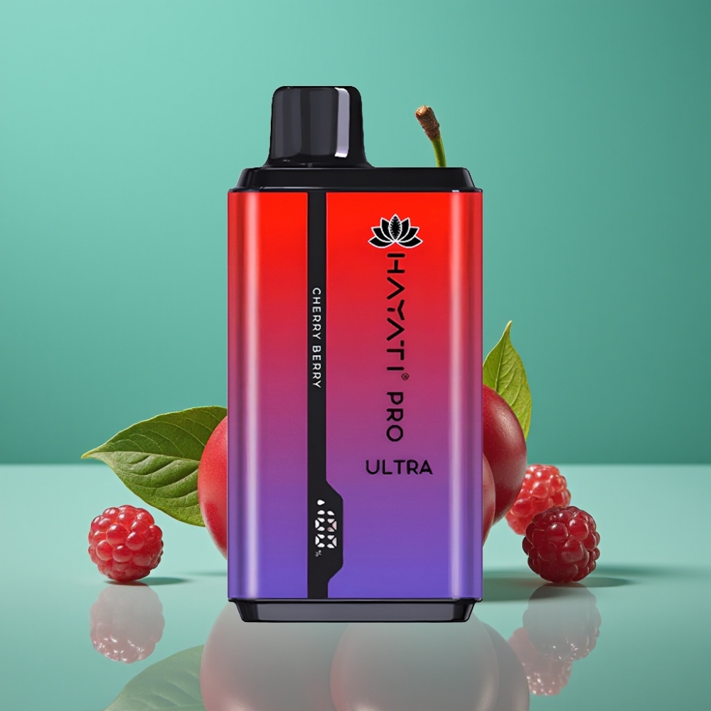 Hayati Pro Ultra 15000 Puffs Cerise-Baies E-Liquide 24ml (2×12ml) Batterie 850mAh Nicotine 2% 49 Saveurs