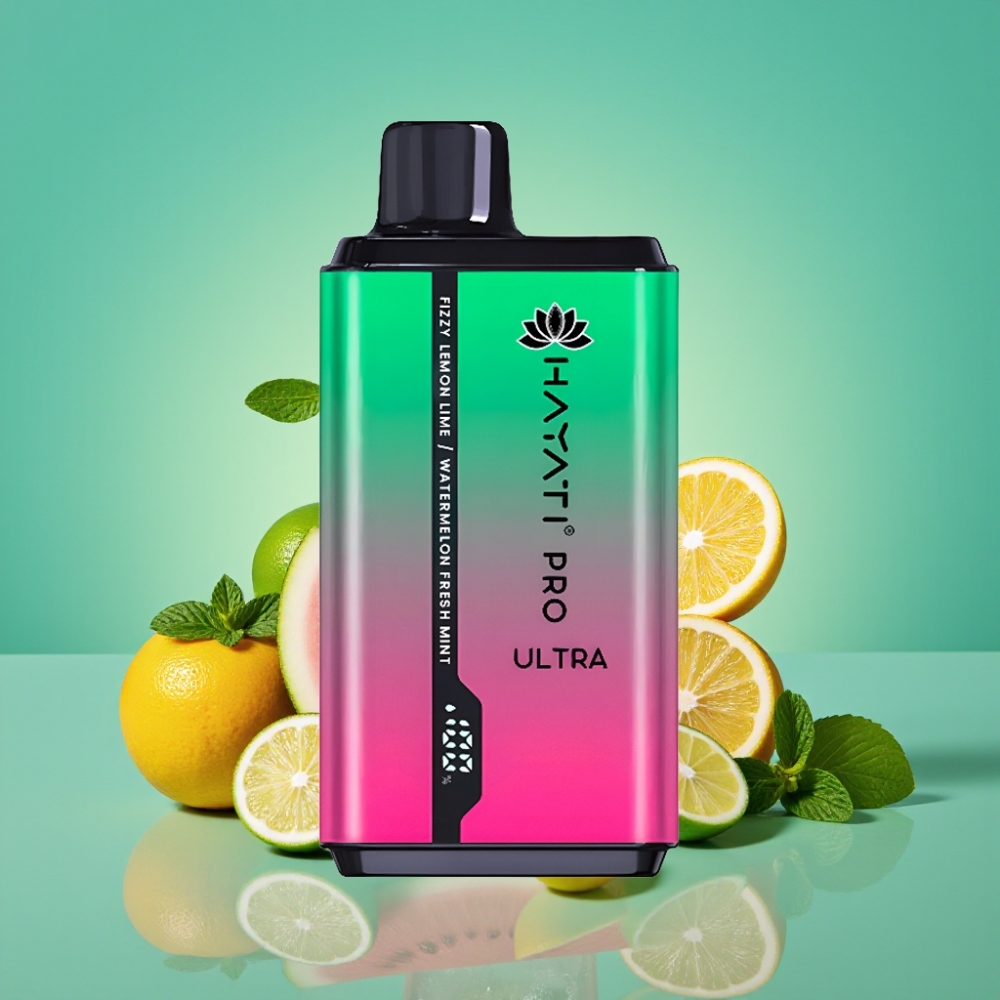 Hayati Pro Ultra 15000 Puffs - Citron Pétillant & Pastèque Lime Menthe Fraîche - 850mAh - 24ml - 2% Nicotine - 49 Saveurs