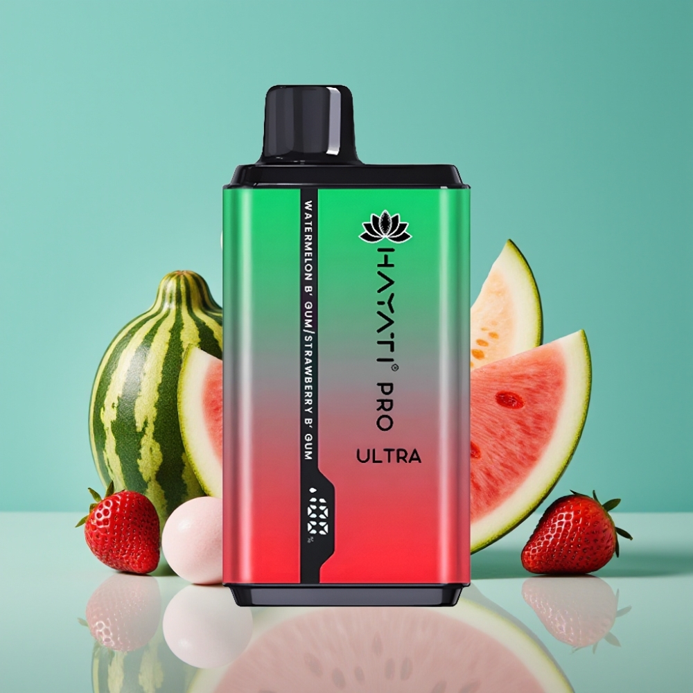 Hayati Pro Ultra 15000 Puffs - Pastèque Bubblegum Fraise Bubblegum - 2×12ml - 2% Nicotine - 49 Saveurs