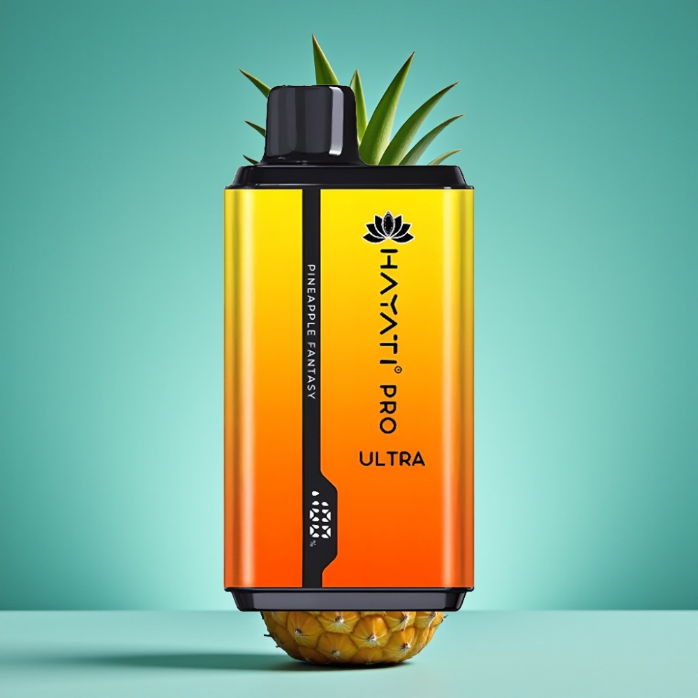 Hayati Pro Ultra 15000 Puffs Vape Disposable Fantaisie Ananas – 850mAh, 2×12ml, 2% Nicotine, 49 Saveurs