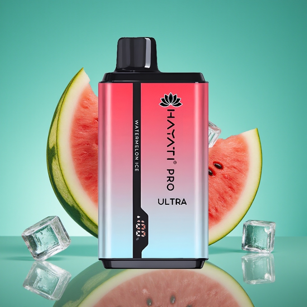 Hayati Pro Ultra 15000 Puffs Vape Jetable Pastèque Glacée - 850mAh, 2×12ml, 2% Nicotine, 49 Saveurs