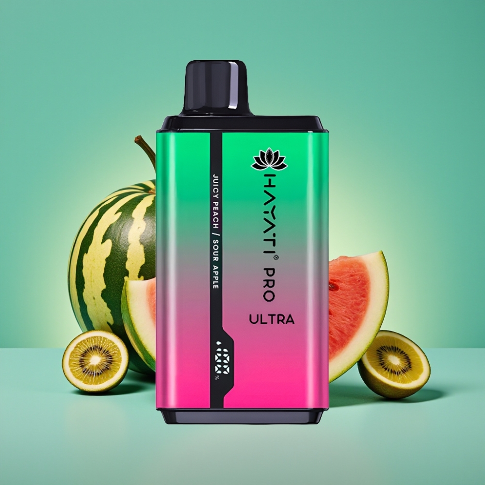 Hayati Pro Ultra 15000 Puffs Vape Jetable Pastèque Kiwi Fruit de la Passion - 850mAh, 2×12ml, 2% Nicotine