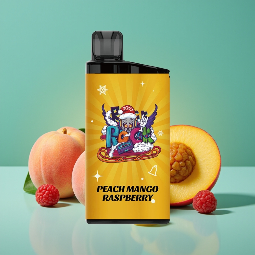 IGET Bar 3500 Puffs Vape Disposable Pêche Mangue Framboise - 1400 mAh, 1.2 Ohm Mesh Coil, PC+ALU