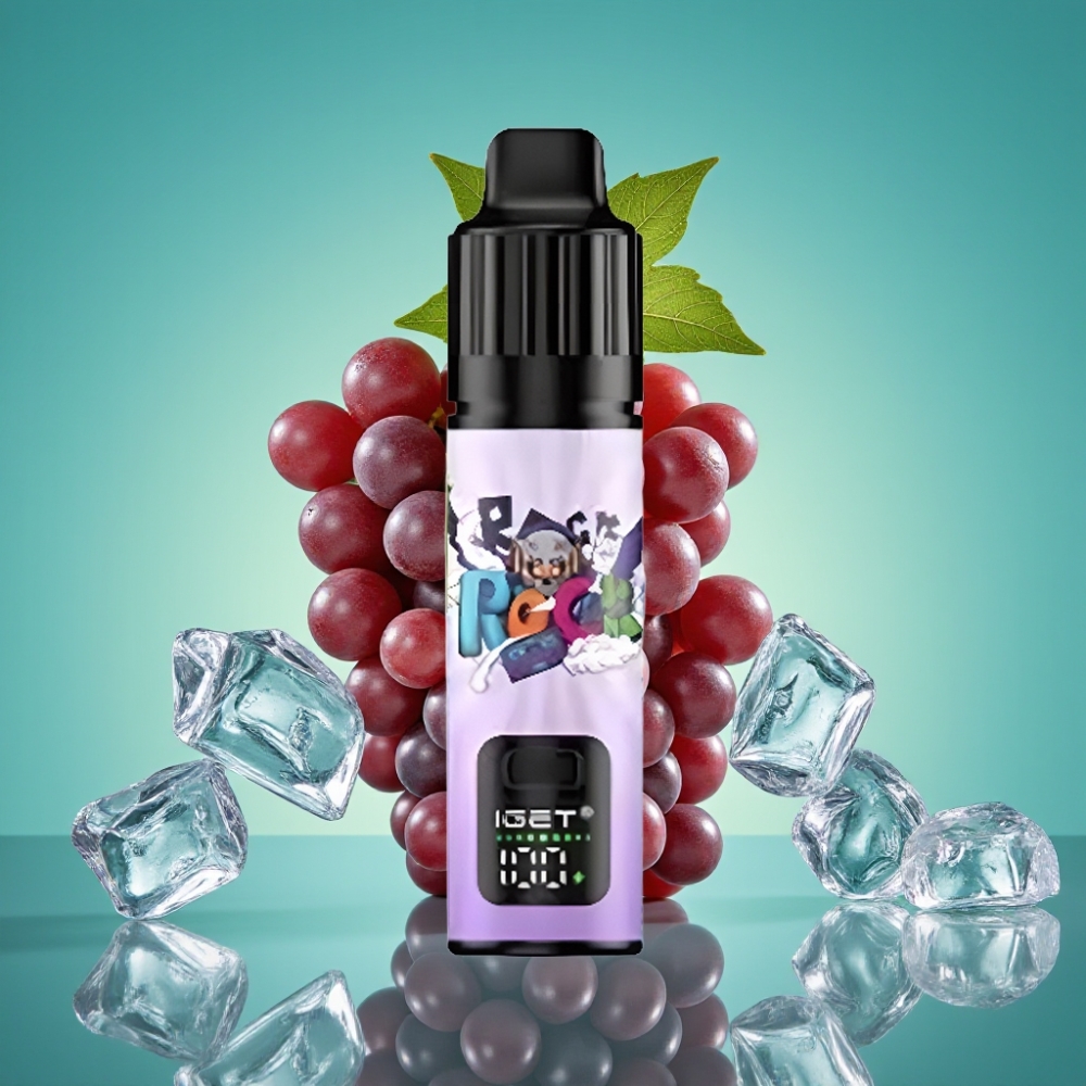 IGET BAR PLUS S3 POD 10000 Puffs Vape Jetable Glace Raisin - 18 ml E-liquide, 5% Nicotine (50mg/mL), 950 mAh Rechargeable