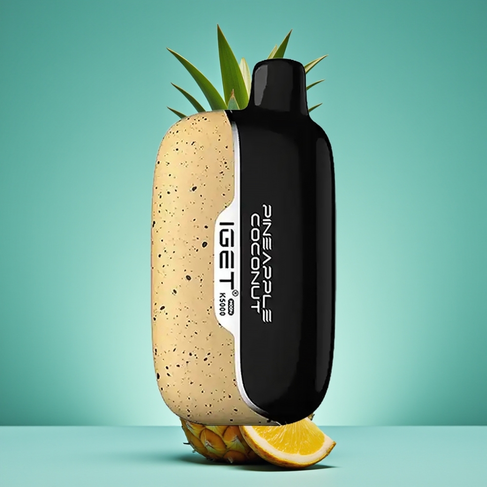 IGET Moon K5000 Puffs Vape Jetable Ananas Noix de Coco - 81,5 g - 5000 Puffs - Bobine Mesh 1,35 Ohm