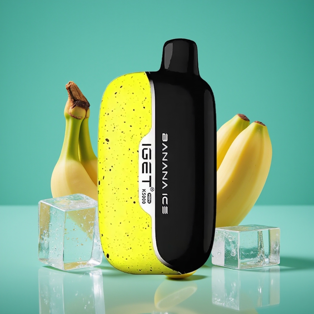 IGET Moon K5000 Puffs Vape Jetable Banane Glacée - 5000 Puffs, Bobine Mesh 1.35 Ohm, Taille 49.5x25.3x99.4 mm