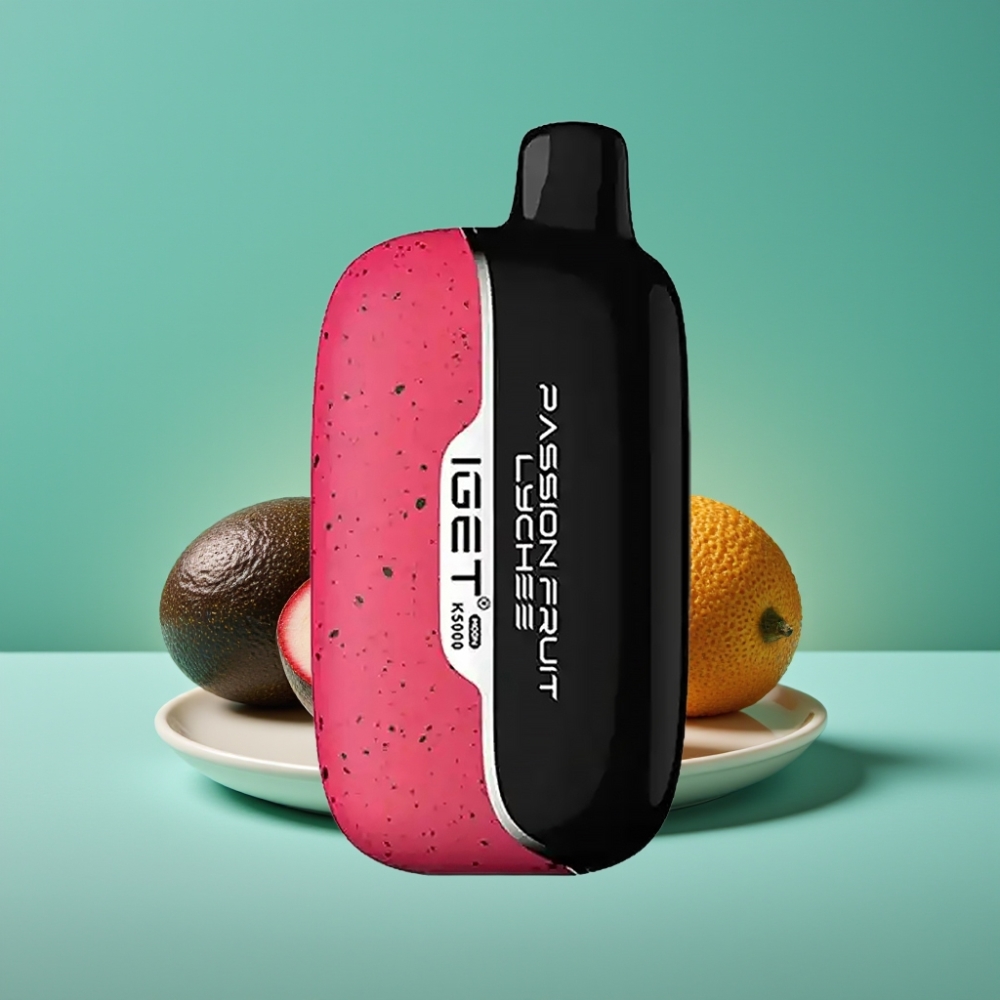 IGET Moon K5000 Puffs Vape Jetable Fruit de la Passion Litchi – 5000 Puffs, 81.5 g, PC, Bobine Mesh 1.35 Ohm, 49.5x25.3x99.4 mm
